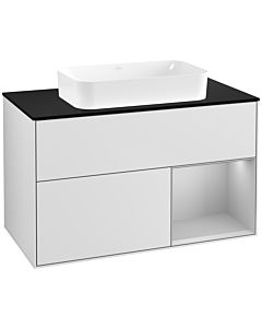 Villeroy und Boch Finion Waschtischunterschrank G662GJMT 100x60,3x50,1cm, Regal rechts Light grey matt, White matt lacquer