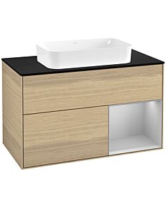 Villeroy und Boch Finion Waschtischunterschrank G662GJPC 100x60,3x50,1cm, Regal rechts Light grey matt, Oak Veneer