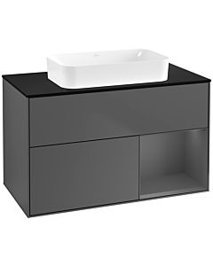 Villeroy und Boch Finion Waschtischunterschrank G662GKGK 100x60,3x50,1cm, Regal rechts Anthracite matt, Anthracite matt