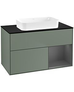 Villeroy und Boch Finion Villeroy und Boch G662GKGM 100x60,3x50,1cm, étagère droite anthracite mat, Olive Matt Lacquer