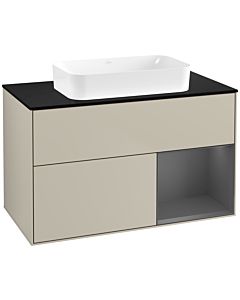 Villeroy und Boch Finion Villeroy und Boch G662GKHH 100x60.3x50.1cm, étagère droite anthracite mat, Sand Matt Lacquer
