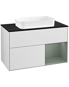 Villeroy und Boch Finion Waschtischunterschrank G662GMMT 100x60,3x50,1cm, Regal rechts Olive Matt Lacquer, White matt lacquer