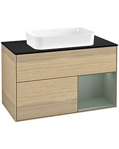 Villeroy und Boch Finion Villeroy und Boch G662GMPC 100x60.3x50.1cm, étagère à droite Olive Matt Lacquer , Oak Veneer