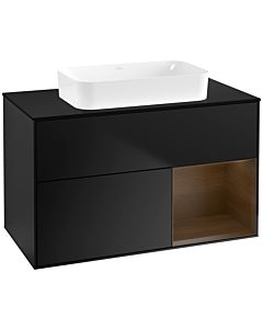 Villeroy und Boch Finion Villeroy und Boch G662GNPD 100x60.3x50.1cm, étagère droite placage noyer, laqué noir mat