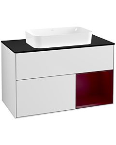 Villeroy und Boch Finion Waschtischunterschrank G662HBMT 100x60,3x50,1cm, Regal rechts Peony, White matt lacquer