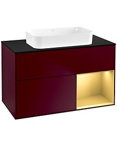 Villeroy und Boch Finion Waschtischunterschrank G662HFHB 100x60,3x50,1cm, Regal rechts Gold matt, Peony Matt