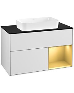 Villeroy und Boch Finion Villeroy und Boch G662HFMT 100x60.3x50.1cm, étagère droite or mat, laqué blanc mat