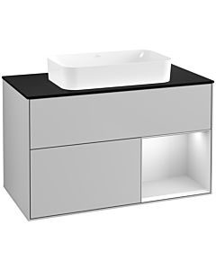 Villeroy und Boch Finion Waschtischunterschrank G662MTGJ 100x60,3x50,1cm, Regal rechts White matt lacquer, Light grey matt