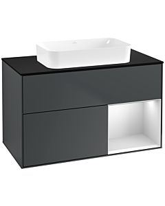 Villeroy und Boch Finion Villeroy und Boch G662MTHG 100x60.3x50.1cm, étagère à droite laqué blanc mat, Midnight Blue Matt Lacquer