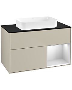Villeroy und Boch Finion Villeroy und Boch G662MTHH 100x60.3x50.1cm, étagère à droite laqué blanc mat, Sand Matt Lacquer