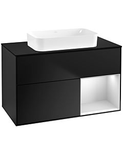 Villeroy und Boch Finion Waschtischunterschrank G662MTPD 100x60,3x50,1cm, Regal rechts White matt lacquer, Black matt lacquer