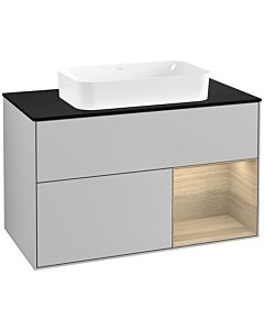 Villeroy und Boch Finion Waschtischunterschrank G662PCGJ 100x60,3x50,1cm, Regal rechts Oak Veneer, Light grey matt
