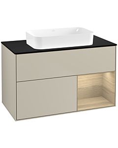 Villeroy und Boch Finion Waschtischunterschrank G662PCHH 100x60,3x50,1cm, Regal rechts Oak Veneer, Sand Matt Lacquer