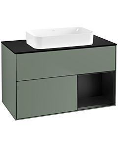 Villeroy und Boch Finion Villeroy und Boch G662PDGM 100x60.3x50.1cm, étagère à droite laqué noir mat, Olive Matt Lacquer