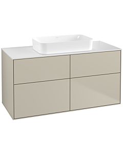 Villeroy und Boch Finion Waschtischunterschrank G67100HH 120x60,3x50,1cm, Glass White Matt, Sand Matt Lacquer