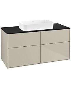 Villeroy und Boch Finion Waschtischunterschrank G67200HH 120x60,3x50,1cm, Glass Black Matt, Sand Matt Lacquer