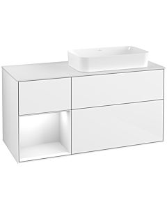 Villeroy und Boch Finion Villeroy und Boch G681GFGF 120x60.3x50.1cm, étagère gauche laqué blanc brillant, laqué blanc brillant