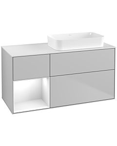 Villeroy und Boch Finion Waschtischunterschrank G681GFGJ 120x60,3x50,1cm, Regal links Glossy white lacquer, Light grey matt