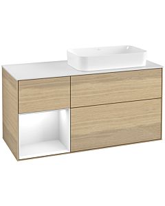 Villeroy und Boch Finion Waschtischunterschrank G681GFPC 120x60,3x50,1cm, Regal links Glossy white lacquer, Oak Veneer