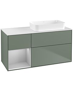 Villeroy und Boch Finion Waschtischunterschrank G681GJGM 120x60,3x50,1cm, Regal links Light grey matt, Olive Matt Lacquer