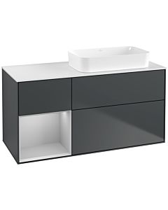 Villeroy und Boch Finion Waschtischunterschrank G681GJHG 120x60,3x50,1cm, Regal links Light grey matt, Midnight Blue Matt Lacquer