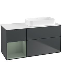 Villeroy und Boch Finion Villeroy und Boch G681GMHG 120x60.3x50.1cm, étagère à gauche Olive Matt Lacquer , Midnight Blue Matt Lacquer