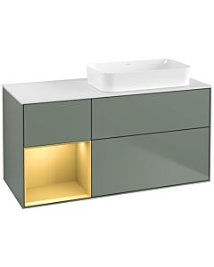 Villeroy und Boch Finion Waschtischunterschrank G681HFGM 120x60,3x50,1cm, Regal links Gold matt, Olive Matt Lacquer