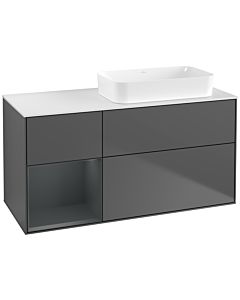 Villeroy und Boch Finion Waschtischunterschrank G681HGGK 120x60,3x50,1cm, Regal links Midnight Blue Matt Lacquer, Anthracite matt