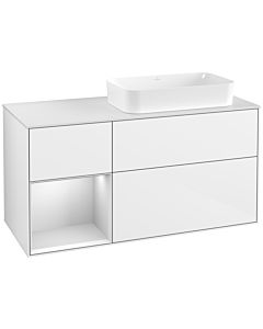 Villeroy und Boch Finion Waschtischunterschrank G681MTGF 120x60,3x50,1cm, Regal links White matt lacquer, Glossy white lacquer