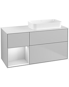 Villeroy und Boch Finion Waschtischunterschrank G681MTGJ 120x60,3x50,1cm, Regal links White matt lacquer, Light grey matt