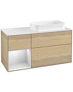 Villeroy und Boch Finion Waschtischunterschrank G681MTPC 120x60,3x50,1cm, Regal links White matt lacquer, Oak Veneer