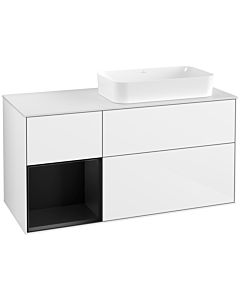 Villeroy und Boch Finion Villeroy und Boch G681PDGF 120x60.3x50.1cm, étagère à gauche laqué noir mat, laqué blanc brillant
