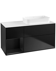 Villeroy und Boch Finion Waschtischunterschrank G681PDPD 120x60,3x50,1cm, Regal links Black matt lacquer, Black matt lacquer