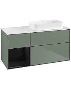 Villeroy und Boch Finion Villeroy und Boch G681PHGM 120x60.3x50.1cm, étagère à gauche Glossy Black Lacquer , Olive Matt Lacquer