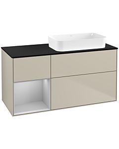 Villeroy und Boch Finion Waschtischunterschrank G682GJHH 120x60,3x50,1cm, Regal links Light grey matt, Sand Matt Lacquer