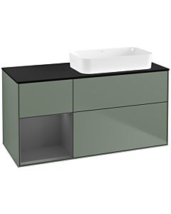 Villeroy und Boch Finion Waschtischunterschrank G682GKGM 120x60,3x50,1cm, Regal links Anthracite matt, Olive Matt Lacquer
