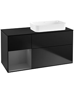 Villeroy und Boch Finion Waschtischunterschrank G682GKPD 120x60,3x50,1cm, Regal links Anthracite matt, Black matt lacquer