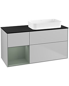 Villeroy und Boch Finion Waschtischunterschrank G682GMGJ 120x60,3x50,1cm, Regal links Olive Matt Lacquer, Light grey matt