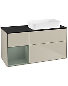 Villeroy und Boch Finion Waschtischunterschrank G682GMHH 120x60,3x50,1cm, Regal links Olive Matt Lacquer, Sand Matt Lacquer