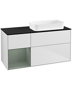 Villeroy und Boch Finion Waschtischunterschrank G682GMMT 120x60,3x50,1cm, Regal links Olive Matt Lacquer, White matt lacquer