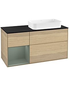 Villeroy und Boch Finion Waschtischunterschrank G682GMPC 120x60,3x50,1cm, Regal links Olive Matt Lacquer, Oak Veneer