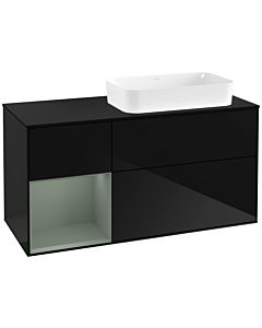 Villeroy und Boch Finion Villeroy und Boch G682GMPH 120x60.3x50.1cm, étagère à gauche Olive Matt Lacquer , Glossy Black Lacquer
