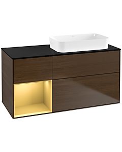 Villeroy und Boch Finion Villeroy und Boch G682HFGN 120x60.3x50.1cm, étagère gauche or mat, placage noyer