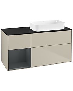 Villeroy und Boch Finion Waschtischunterschrank G682HGHH 120x60,3x50,1cm, Regal links Midnight Blue Matt Lacquer, Sand Matt Lacquer