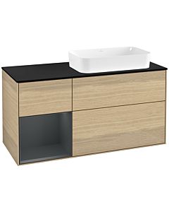 Villeroy und Boch Finion Waschtischunterschrank G682HGPC 120x60,3x50,1cm, Regal links Midnight Blue Matt Lacquer, Oak Veneer