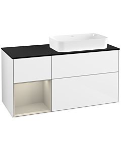 Villeroy und Boch Finion Villeroy und Boch G682HHGF 120x60.3x50.1cm, étagère à gauche Sand Matt Lacquer , laqué blanc brillant