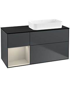 Villeroy und Boch Finion Waschtischunterschrank G682HHHG 120x60,3x50,1cm, Regal links Sand Matt Lacquer, Midnight Blue Matt Lacquer