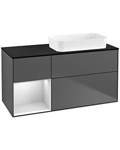 Villeroy und Boch Finion Villeroy und Boch G682MTGK 120x60.3x50.1cm, étagère à gauche laqué blanc mat, anthracite mat