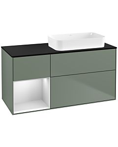 Villeroy und Boch Finion Villeroy und Boch G682MTGM 120x60,3x50,1cm, étagère gauche laqué blanc mat, Olive Matt Lacquer