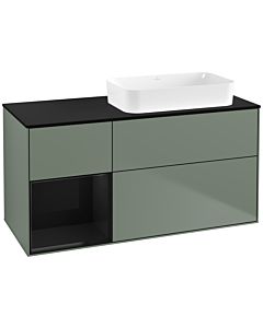Villeroy und Boch Finion Villeroy und Boch G682PHGM 120x60.3x50.1cm, étagère à gauche Glossy Black Lacquer , Olive Matt Lacquer